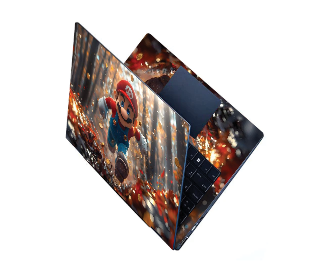 The Mario-Mirthful Moppet Sticker: A Prince of Pixels, Yclept Mario, On Laptop Surfaces. Fits laptop sizes from 11'' to 15.6 Inches| LAPTOP Sticker| Laptop COVER| Laptop Wrap| Laptop Skin.