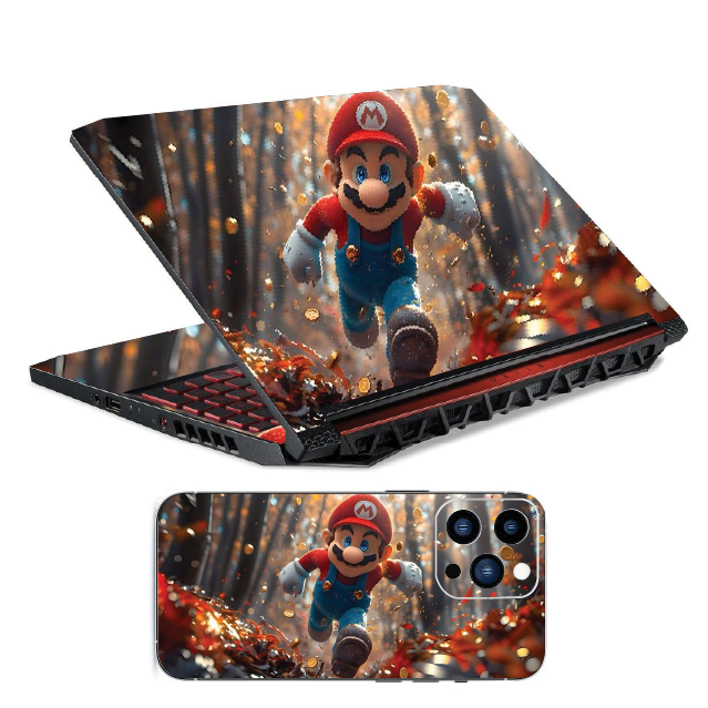 The Mario-Mirthful Moppet Sticker: A Prince of Pixels, Yclept Mario, On Laptop Surfaces. Fits laptop sizes from 11'' to 15.6 Inches| LAPTOP Sticker| Laptop COVER| Laptop Wrap| Laptop Skin.