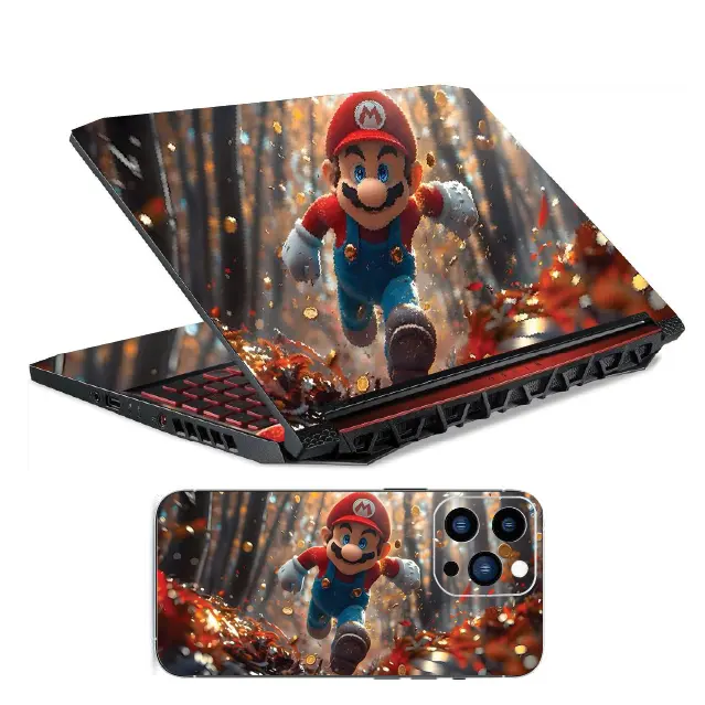 The Mario-Mirthful Moppet Sticker: A Prince of Pixels, Yclept Mario, On Laptop Surfaces. Fits laptop sizes from 11'' to 15.6 Inches| LAPTOP Sticker| Laptop COVER| Laptop Wrap| Laptop Skin.