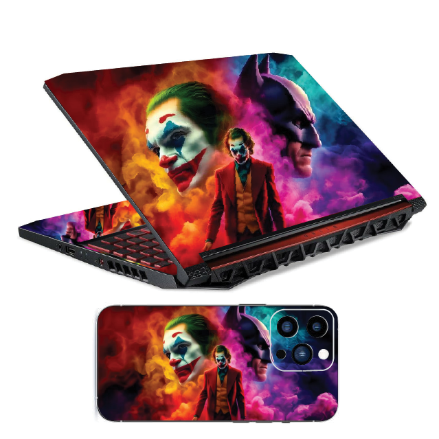 Gotham’s Glee on Gear: Joker & Batman Neon Laptop Sticker, High-Definition Vinyl. Fits laptop sizes from 11'' to 15.6 Inches| LAPTOP Sticker| Laptop COVER| Laptop Wrap| Laptop Skin.
