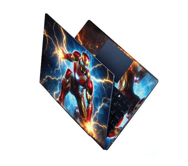 Stark-Soaked Surface: Iron Man Emblem Sticker, Glossy Matte, Easy Application. Fits laptop sizes from 11'' to 15.6 Inches| LAPTOP Sticker| Laptop COVER| Laptop Wrap| Laptop Skin.