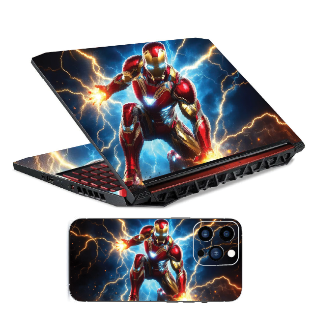 Stark-Soaked Surface: Iron Man Emblem Sticker, Glossy Matte, Easy Application. Fits laptop sizes from 11'' to 15.6 Inches| LAPTOP Sticker| Laptop COVER| Laptop Wrap| Laptop Skin.