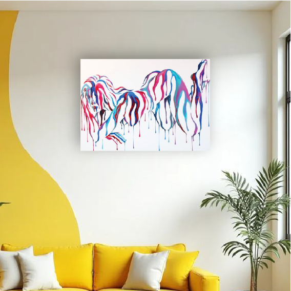 Drips of Desire: The Night-Born Maiden in Hued Fluidity Wall Paper/Wall Sticker/ Wall Art/Wall Decor on BOARD. Comes mounted on either forex or MDF board of your desired size.