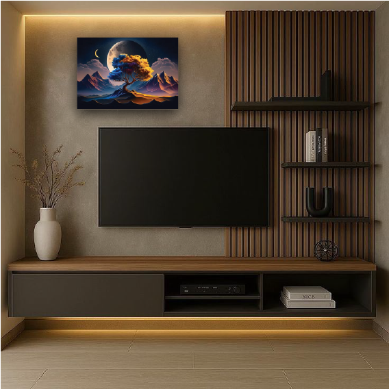 The Celestial Orchard: A Shadowed Peak in Moon’s White Light Wall Paper/Wall Sticker/ Wall Art/Wall Decor on BOARD. Comes mounted on either forex or MDF board of your desired size.
