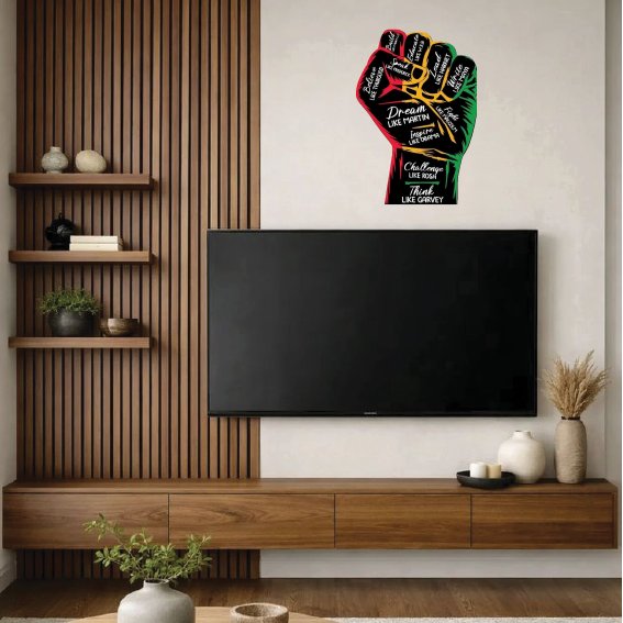 African Pride Hand-Shaped Wall Art/Wall Paper/Wall Sticker/Wall Decor– Vinyl-Cut Clenched Fist with Inspirational Quotes on Forex BOARD. Comes mounted on A forex board of your desired size.