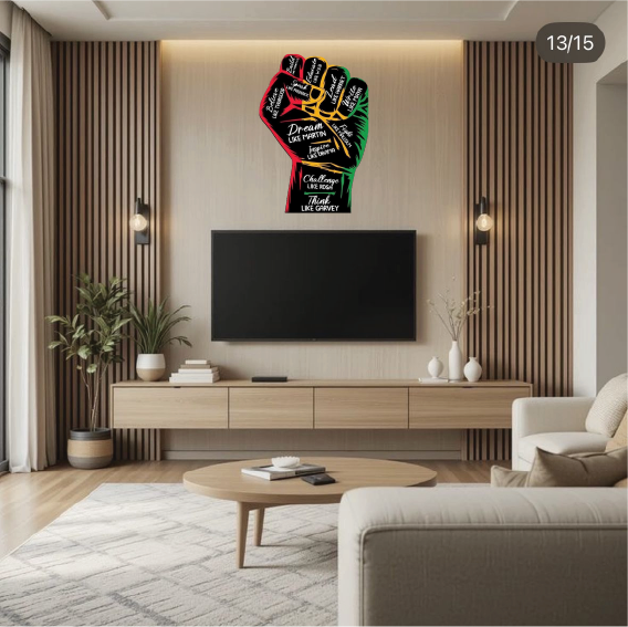 African Pride Hand-Shaped Wall Art/Wall Paper/Wall Sticker/Wall Decor– Vinyl-Cut Clenched Fist with Inspirational Quotes on Forex BOARD. Comes mounted on A forex board of your desired size.