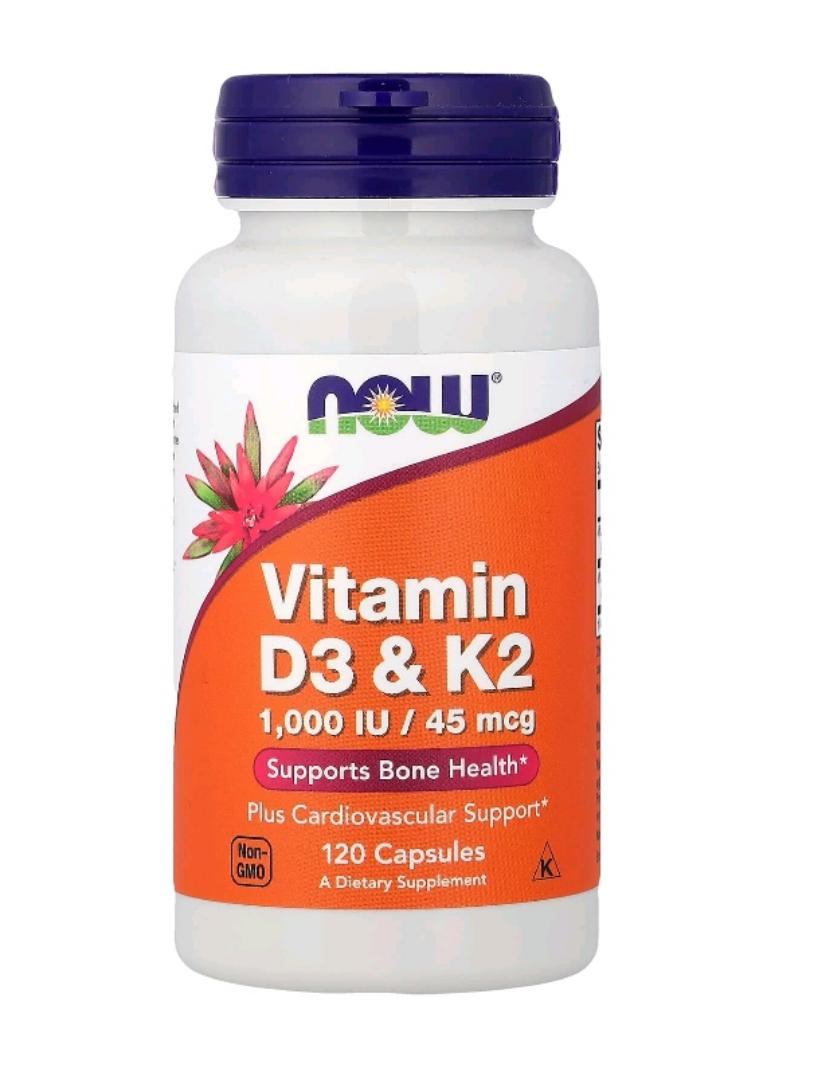 NOW Vitamin D3 & K2,120 capsules,Made in USA