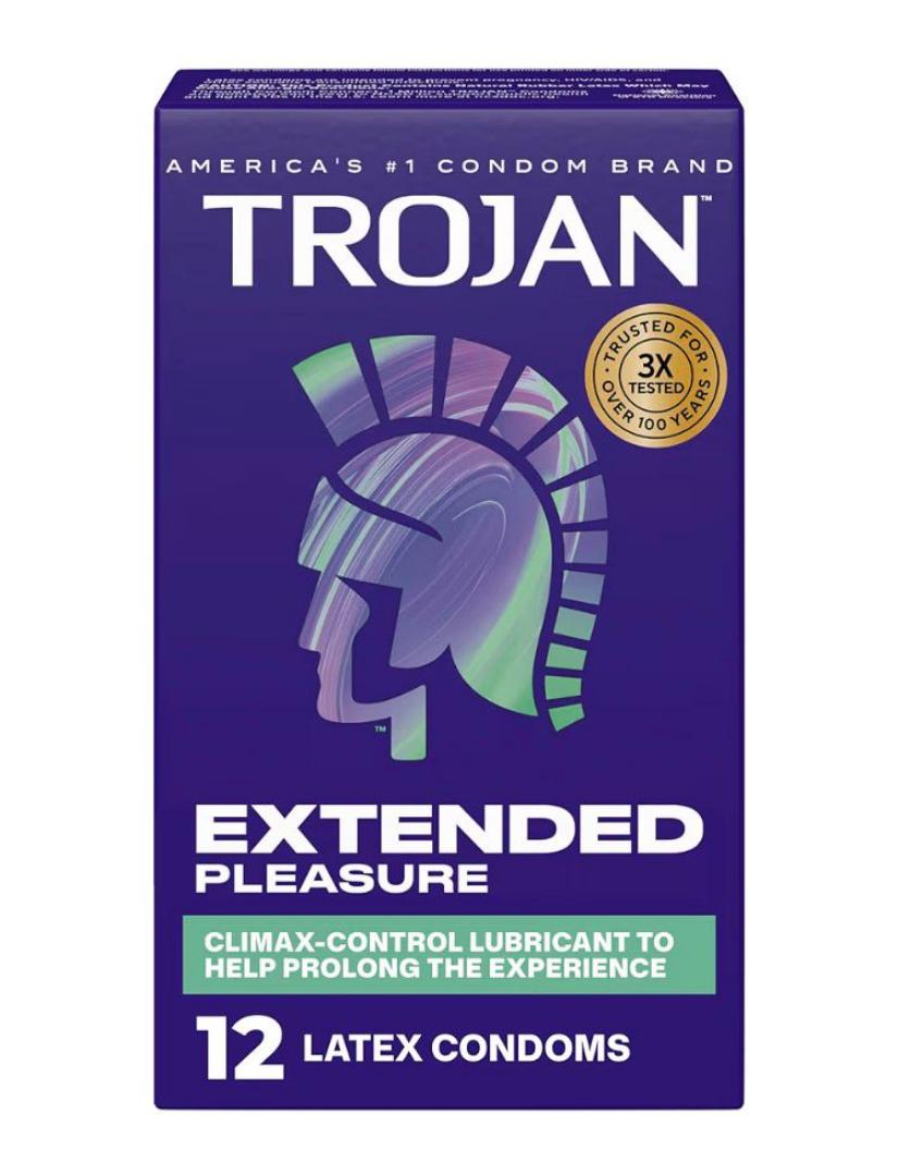 Trojan Extended Pleasure,Climax control lubricant helps prolong the experience,12Condoms,Made in USA