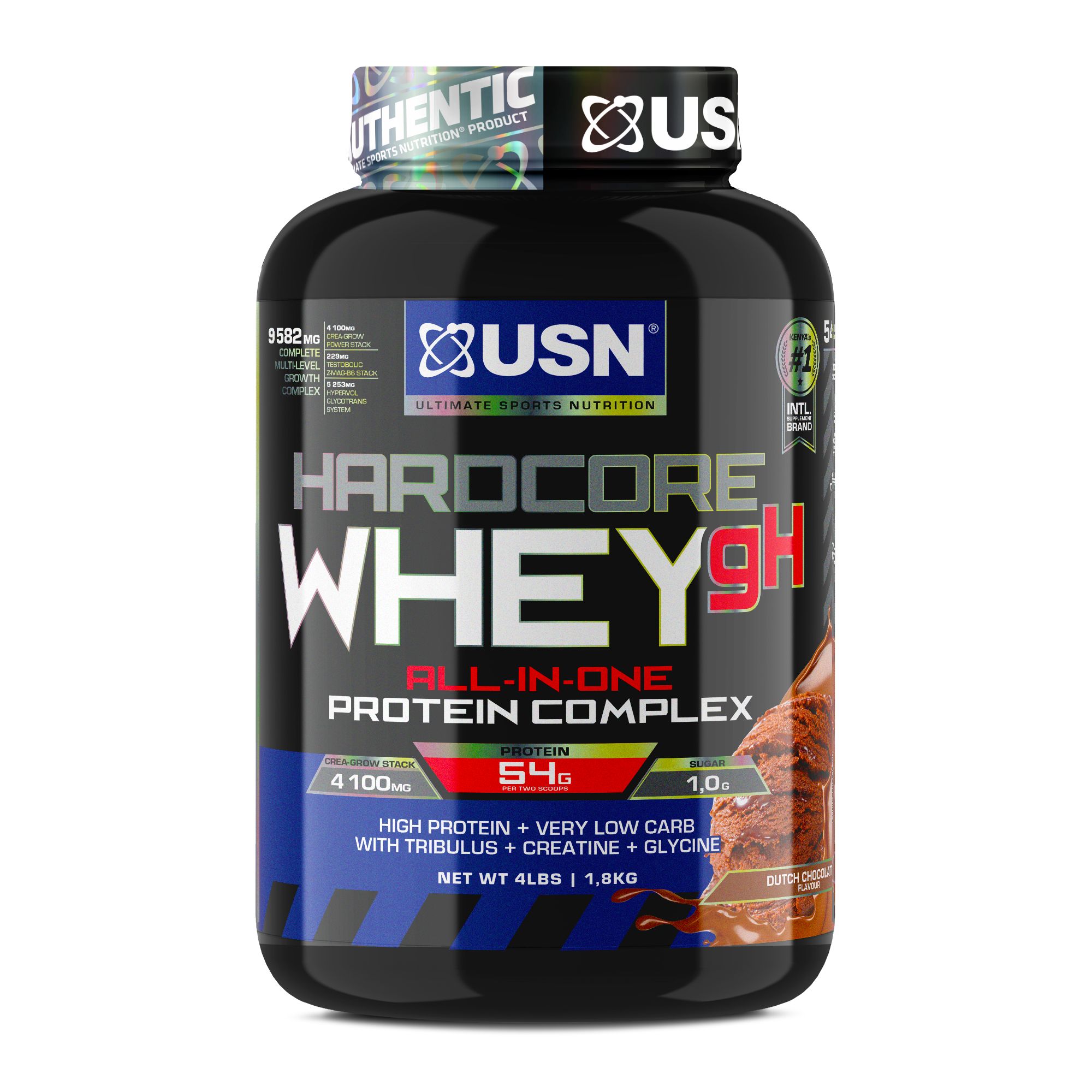 USN Hardcore Whey gH, all-in-one lean mass gainer with premium whey protein, creatine and a testo booster.