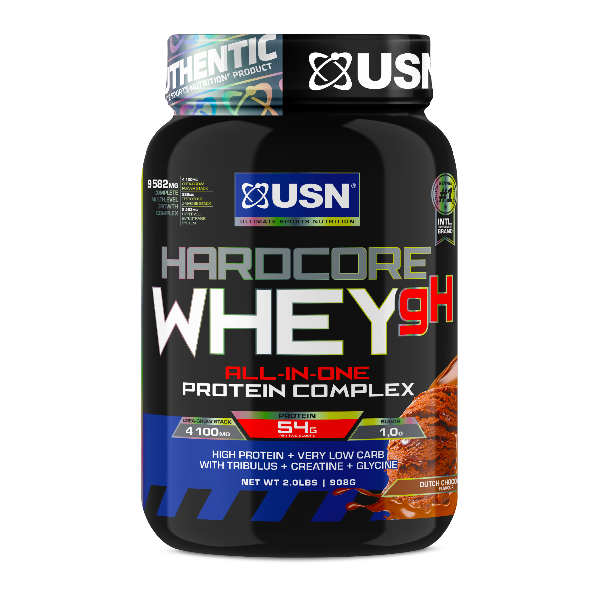USN Hardcore Whey gH, all-in-one lean mass gainer with premium whey protein, creatine and a testo booster.