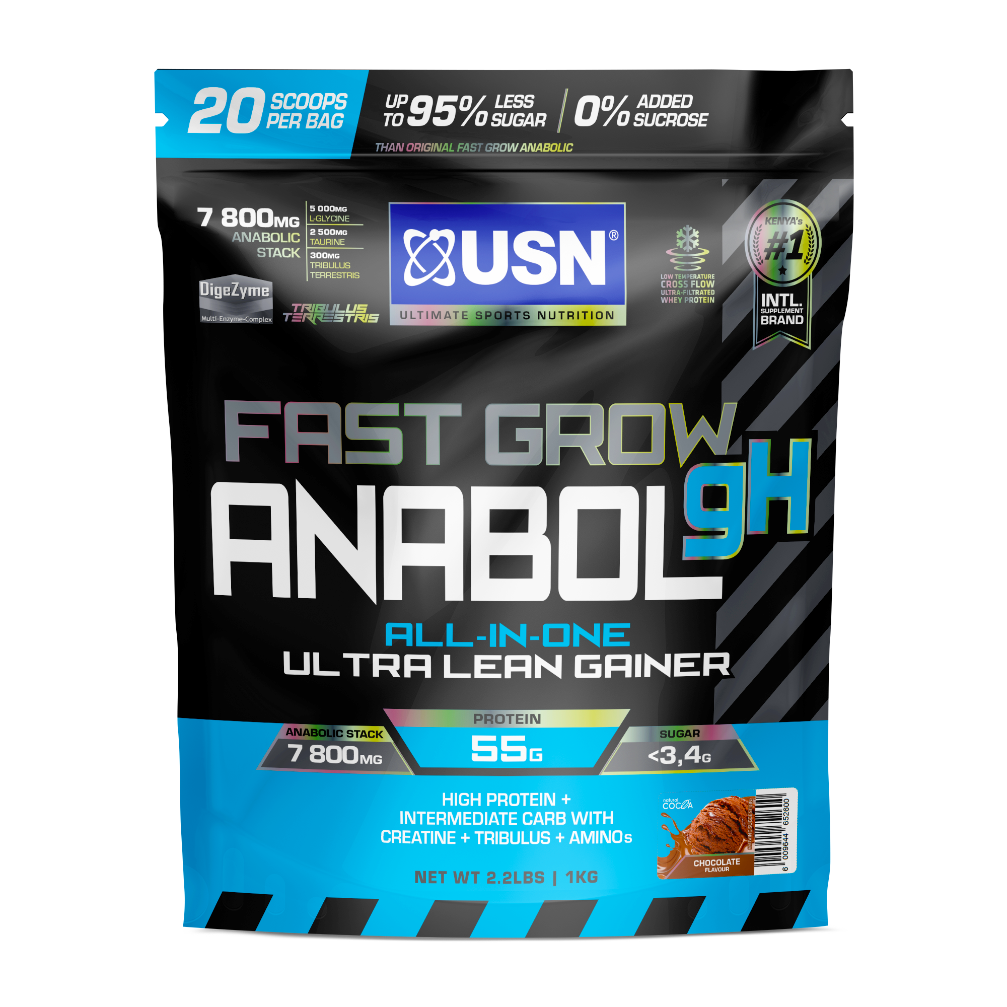 USN Fast Grow Anabol gH, an all-in-one hardcore lean mass gainer for accelerated muscle growth and optimal recovery.