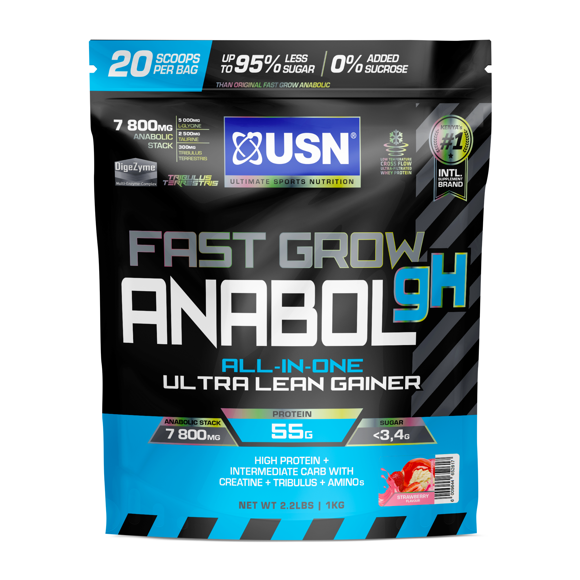 USN Fast Grow Anabol gH, an all-in-one hardcore lean mass gainer for accelerated muscle growth and optimal recovery.