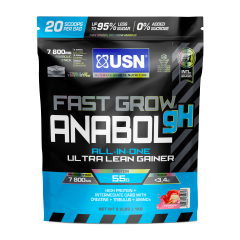 USN Fast Grow Anabol gH, an all-in-one hardcore lean mass gainer for accelerated muscle growth and optimal recovery.