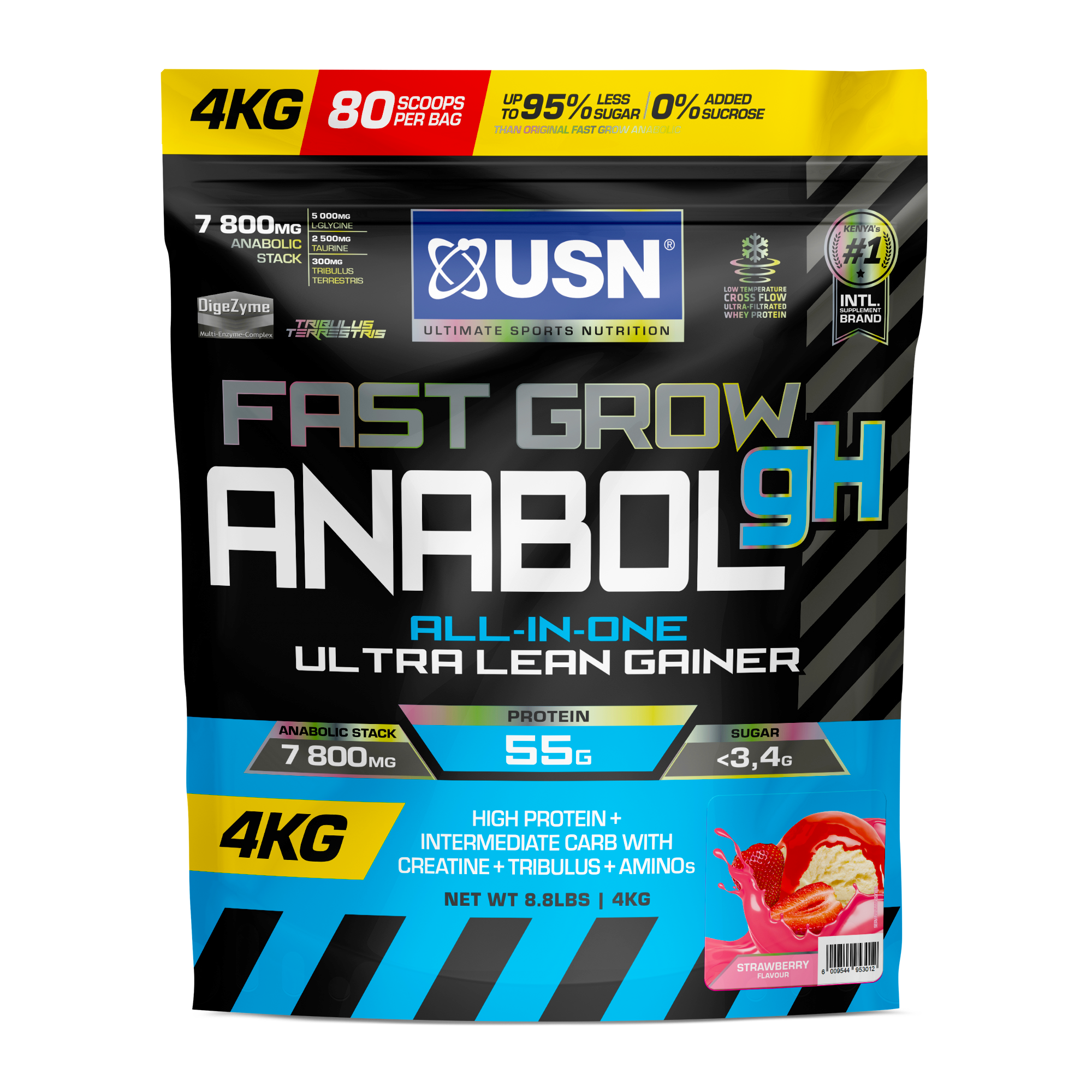 USN Fast Grow Anabol gH, an all-in-one hardcore lean mass gainer for accelerated muscle growth and optimal recovery.