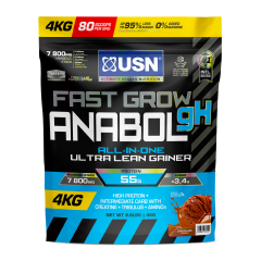 USN Fast Grow Anabol gH, an all-in-one hardcore lean mass gainer for accelerated muscle growth and optimal recovery.