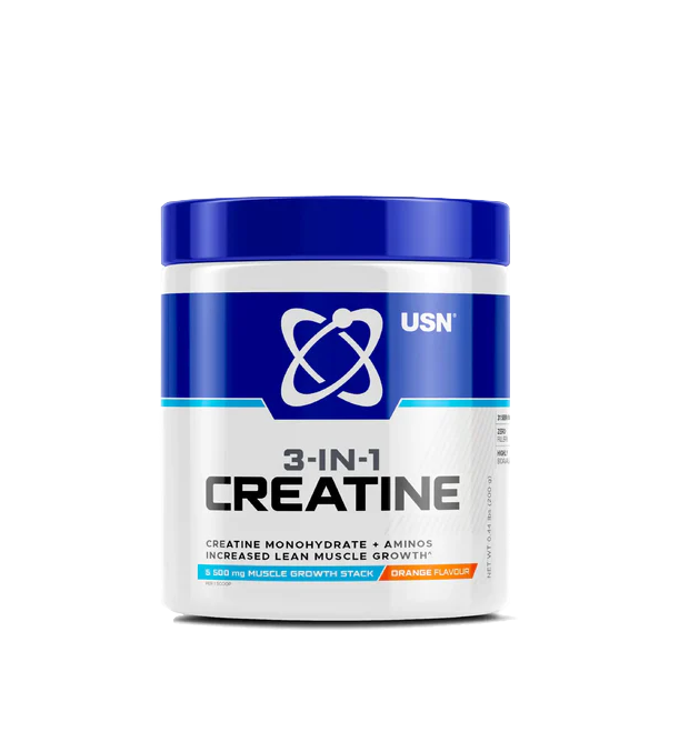 USN 3-in-1 Creatine Monohydrate & Aminos 200g aids in lean muscle growth and enhance muscle energy production.