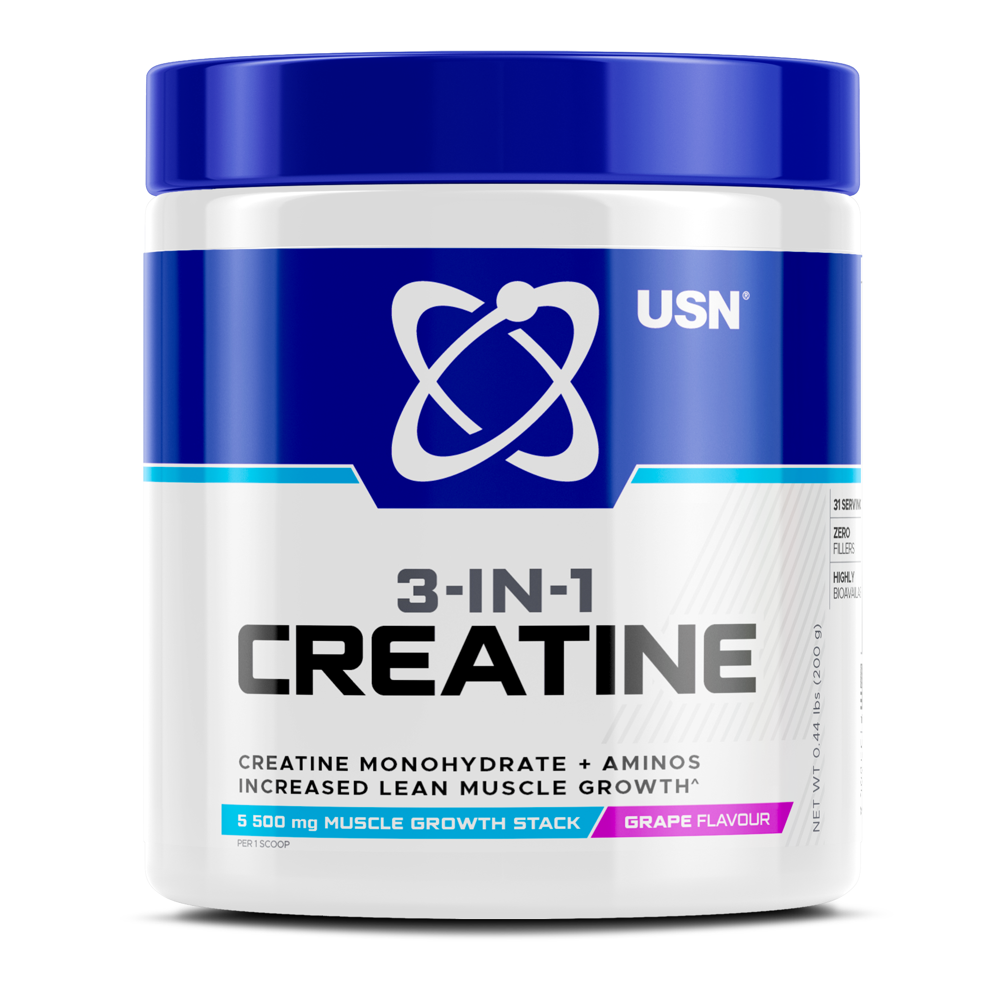 USN 3-in-1 Creatine Monohydrate & Aminos 200g aids in lean muscle growth and enhance muscle energy production.