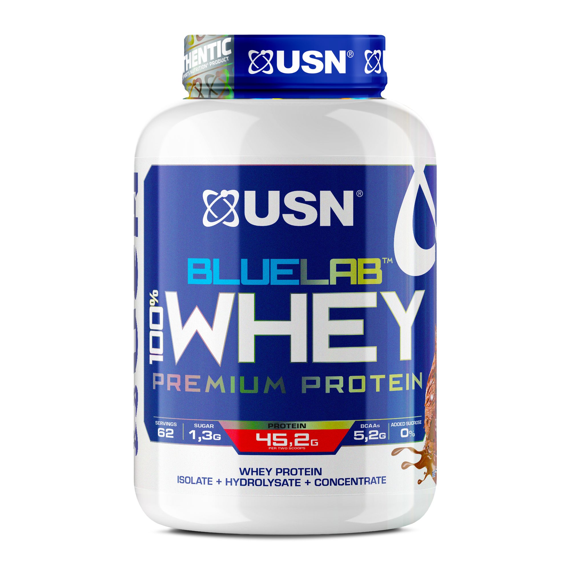 BlueLab® 100% Whey Protein. An ultra-premium blend of whey protein isolate, concentrate, and hydrolysate.