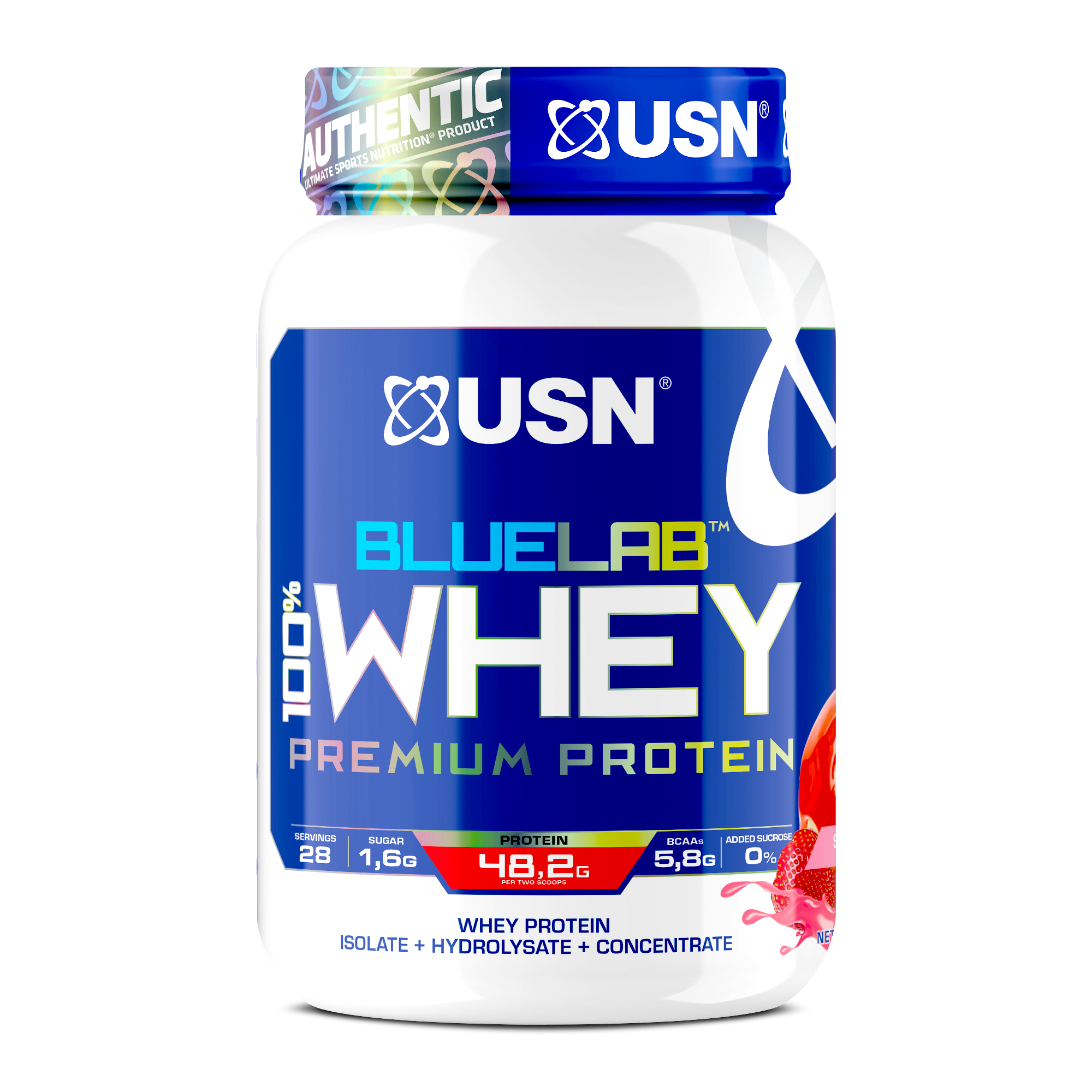 BlueLab® 100% Whey Protein. An ultra-premium blend of whey protein isolate, concentrate, and hydrolysate.
