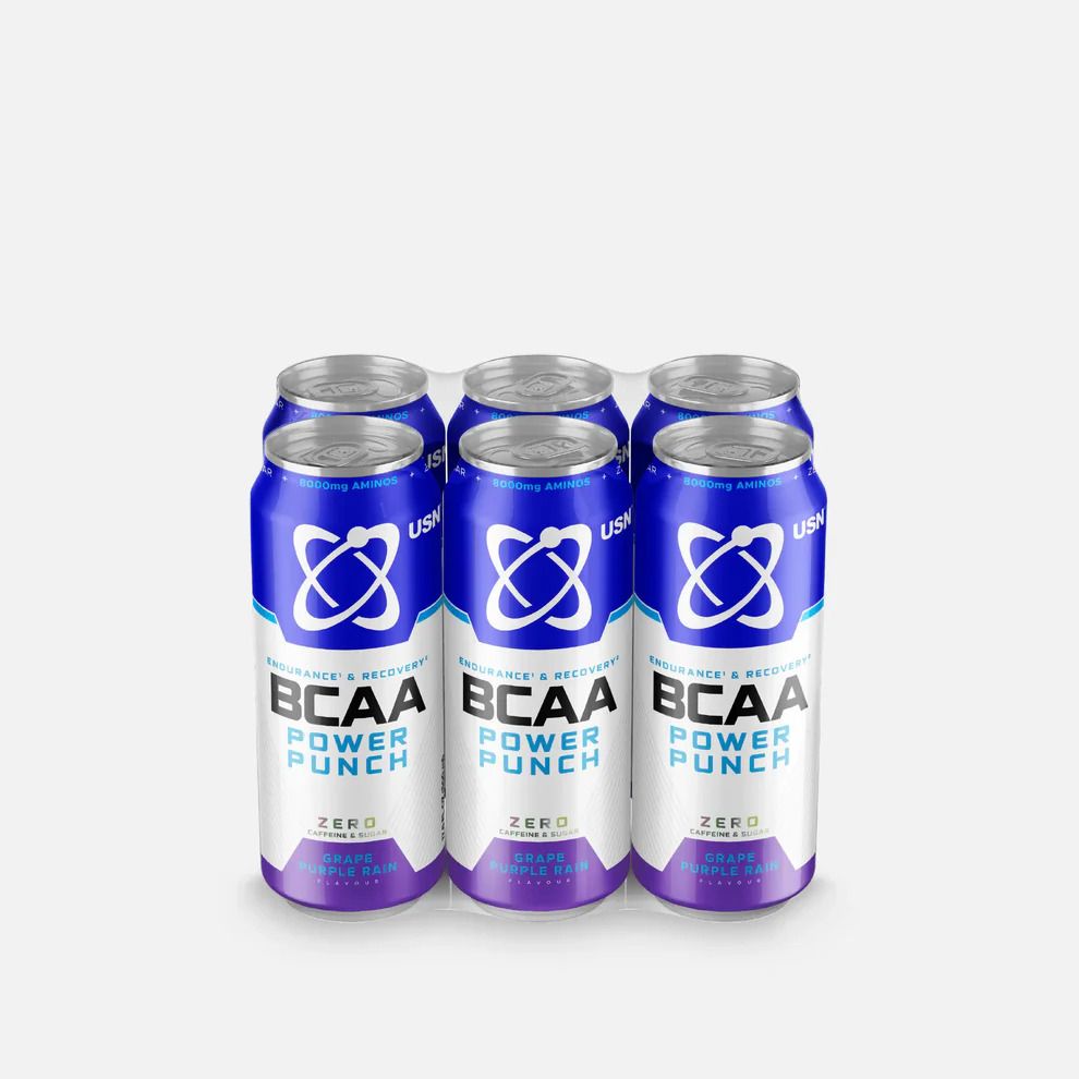 USN BCAA Power Punch- Grape Purple Rain X 6 Pieces -Sugar-Free Muscle Recovery Drink (8000mg BCAAs)