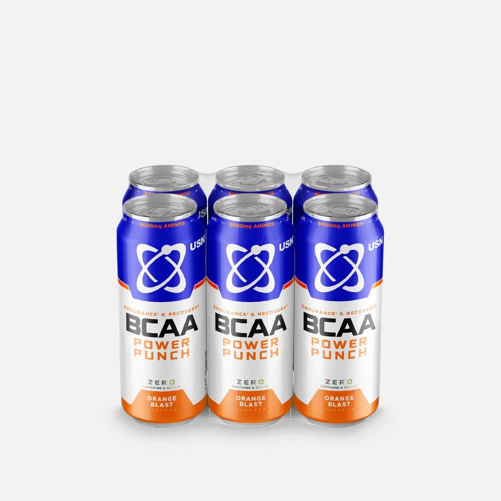 USN BCAA Power Punch- Orange Blast X 6 Pieces -Sugar-Free Muscle Recovery Drink (8000mg BCAAs)