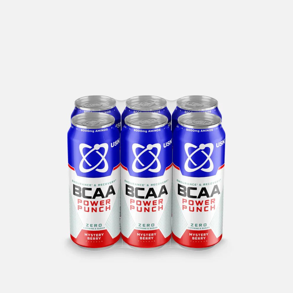USN BCAA Power Punch- Mystery Berry X 6 Pieces -Sugar-Free Muscle Recovery Drink (8000mg BCAAs)