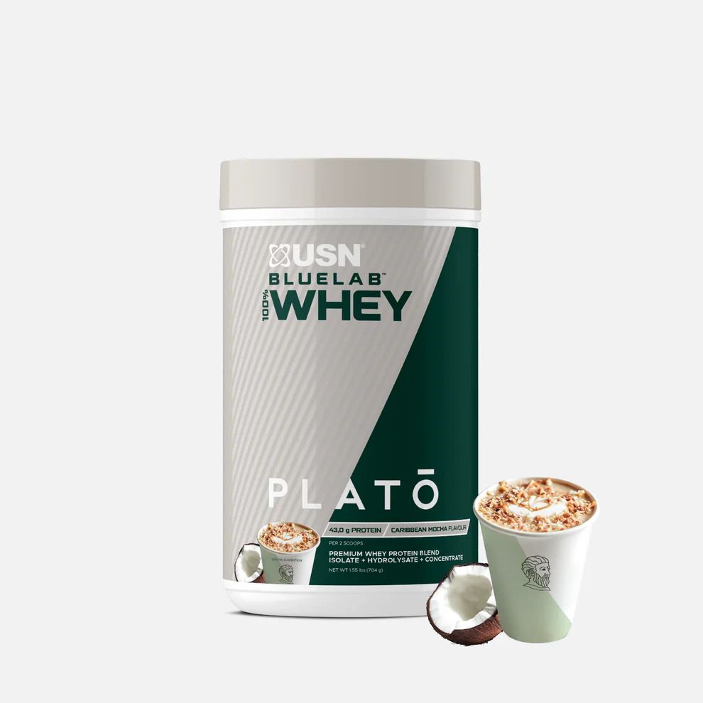 Plato BlueLab 100% Whey Protein Caribbean Mocha -Premium Muscle Building & Recovery Supplement-Lactose-Friendly