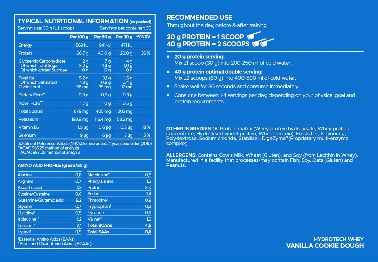 USN Hydrotech Whey Protein Powder – Vanilla Cookie Dough 900g