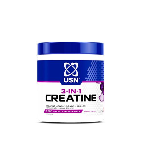 USN 3-in-1 Creatine Monohydrate & Aminos 200g aids in lean muscle growth and enhance muscle energy production.