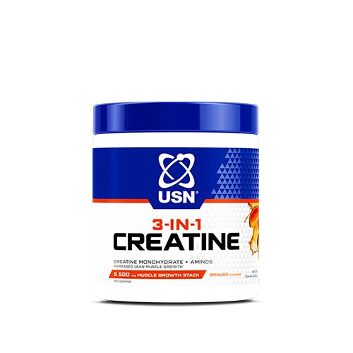 USN 3-in-1 Creatine Monohydrate & Aminos 200g aids in lean muscle growth and enhance muscle energy production.