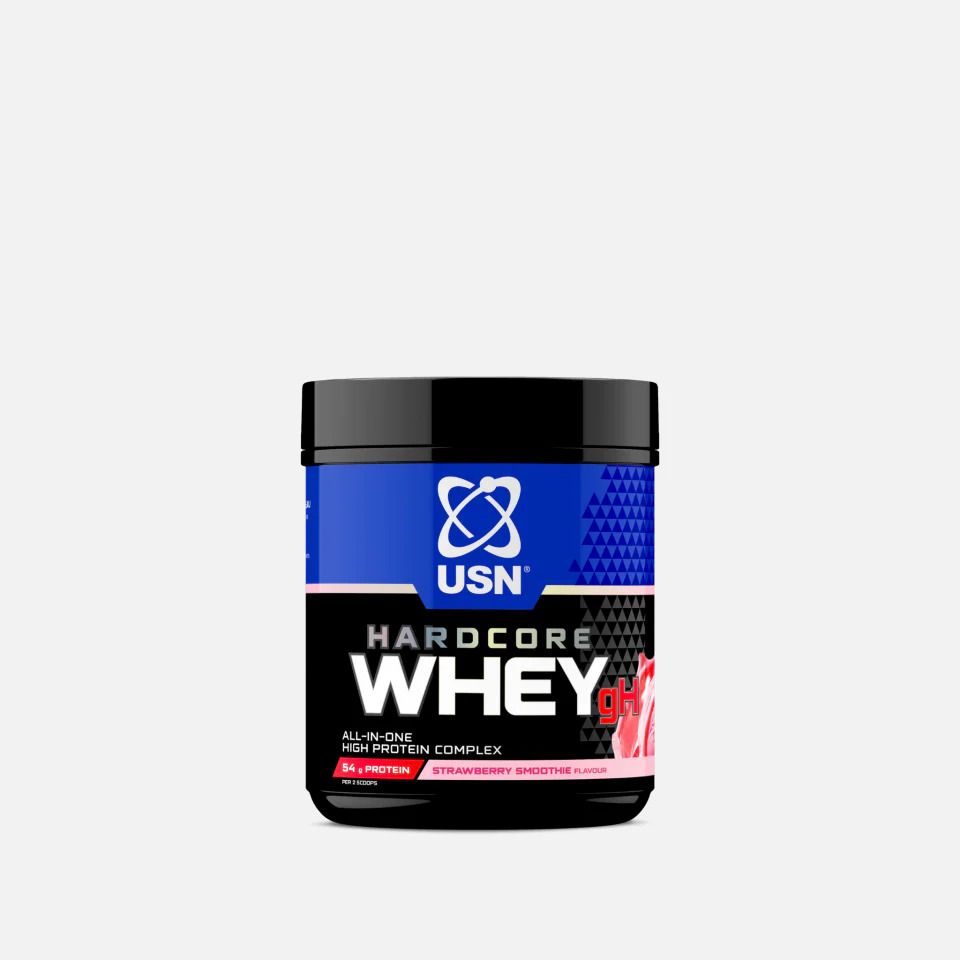 USN Hardcore Whey gH, all-in-one lean mass gainer with premium whey protein, creatine and a testo booster.