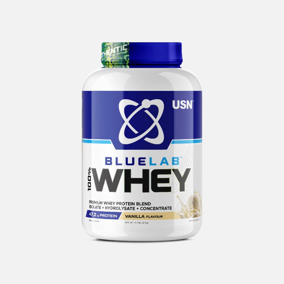 BlueLab® 100% Whey Protein. An ultra-premium blend of whey protein isolate, concentrate, and hydrolysate.