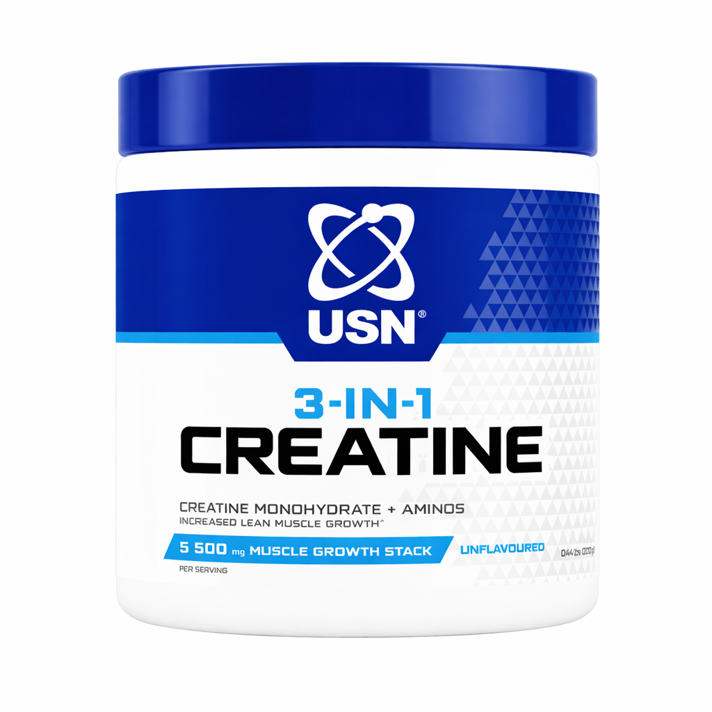 USN 3-in-1 Creatine Monohydrate & Aminos 200g aids in lean muscle growth and enhance muscle energy production.