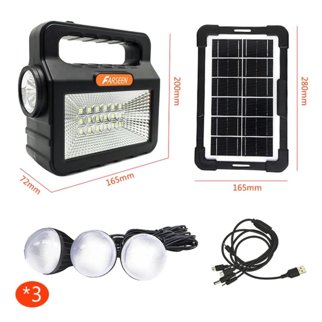 CcLamp Multifunctional LED lantern With solar panel, FM radio, power bank function, 2 bulbs, Bluetooth, MP3