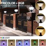 Solar Light 10 Watt RGB Remote Control Waterproof Outdoor Solar Pillar Wall Gate Post
