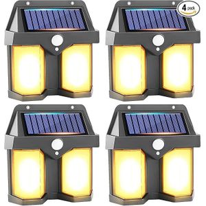 4 PCS Solar Light 3 Lighting Modes Solar Wall Light with Motion Sensor, Bright Tungsten Bulb LED Solar Powered Induction Wall Lamp for Deck, Fence, Garage, Auto On/Off (4 Pack)