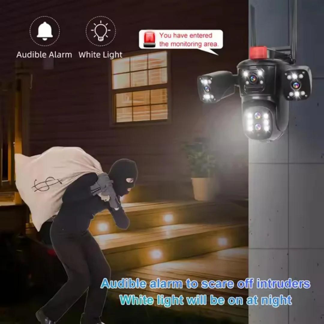 triple Len's cctv outdoor ptz solar camera