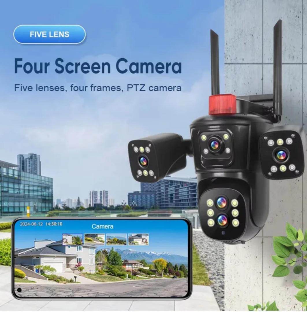 triple Len's cctv outdoor ptz solar camera