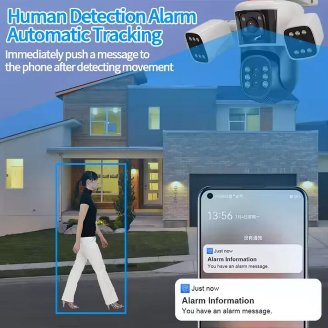 triple Len's cctv outdoor ptz solar camera