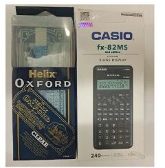 2pc [calculator + set] Casio fx-82ms +mathematical set for second edition school high quality set and calculator