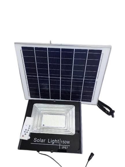 150watts solar floodlight Ip67 waterproof design dusk to dawn operation remote controlled automatic operation solar powered energy efficient