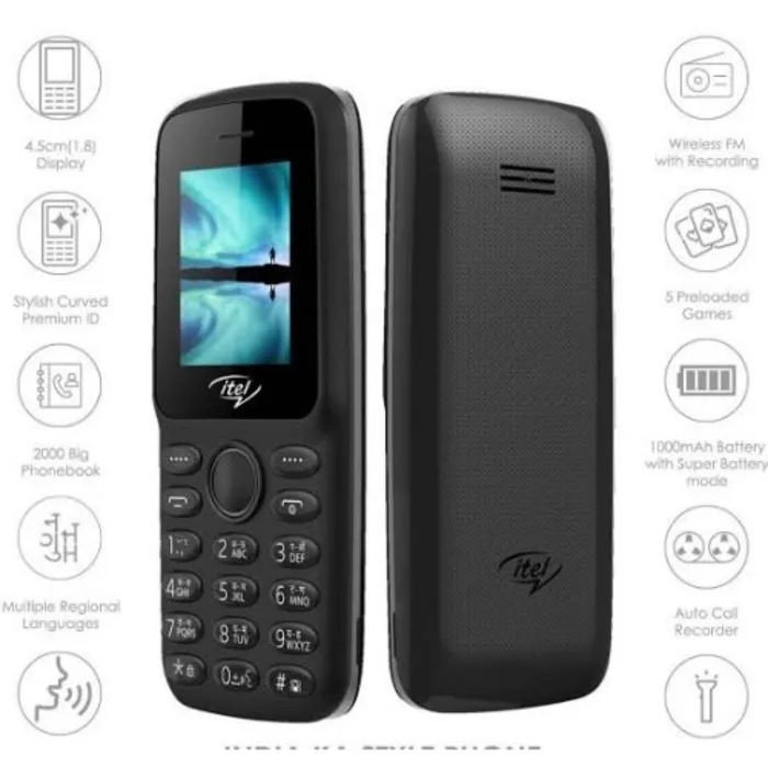 (On Offer) New itel 2163 1.8" Display Wireless FM Dual SIM Opera Mini Bright Torch Kabambe katululu button feature Phone