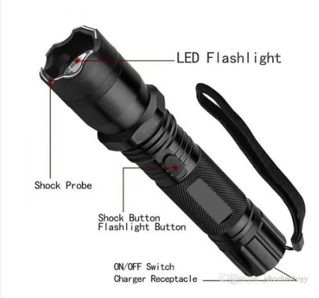 3 in 1 1101 Shock Flashlifgt For Self Defense With Long Lighting Time & Unique Built-in Rechargeable Reliable Performance Electric Shock Flashlight Self Defense Torch With Laser Pointer.