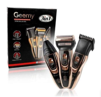 Geemy 3 In 1 Rechargeable Hair Shaving Machine + Free 4 Heavy Duty Way Power Extension Geemy Electric Hair Barbering Machine 3in1 Smoother, Nose Trimmer