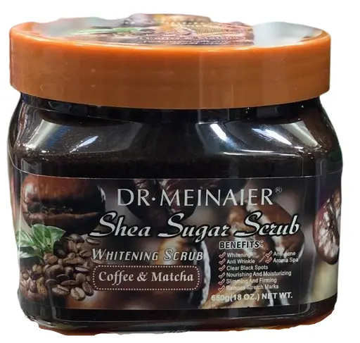 DR MEINAIER Shea Sugar Scrub Coffee & Matcha Tightens, Firms & Smoothes Skin, Reduces Acne, Blackheads, Pores