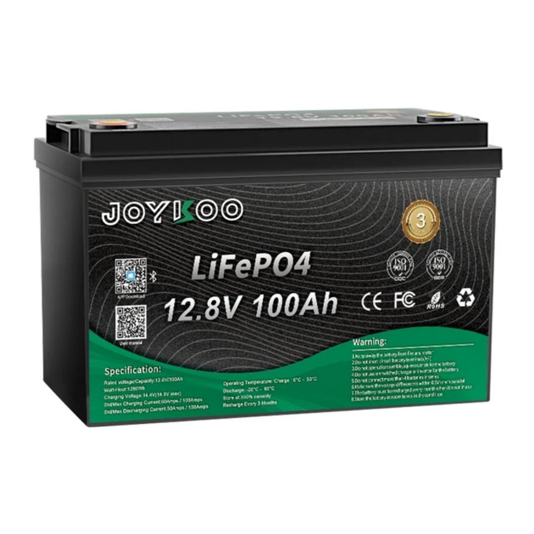 JOYKOO LiFePO4 12v 100ah 1280Whr lithium solar battery with Bluetooth monitoring 5yrs warranty 15yrs lifespan