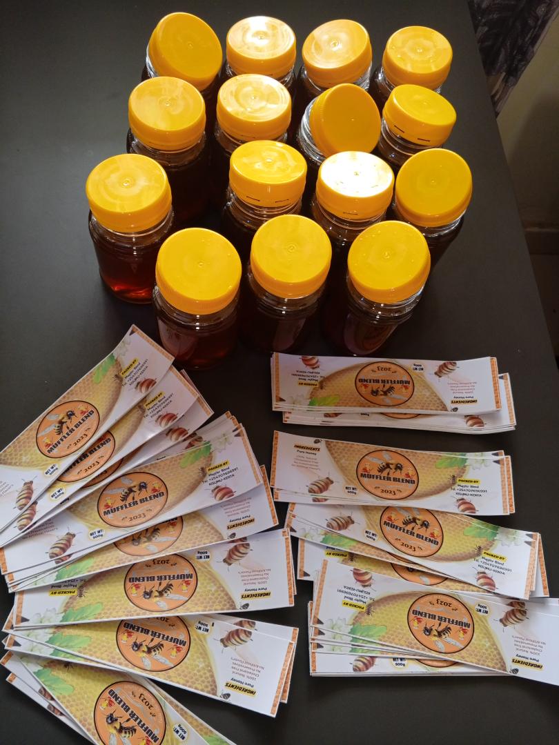 Muffler Blend Honey: Pure, Unfiltered Honey from Siaya County’s Lakeside, Crafted by Local Beekeepers for a Unique, Multi-Flower Flavor and Rich, Natural Sweetness in Every Drop