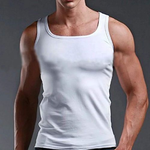 6 Pcs White Cotton Vests For Men.  (100% Cotton-All White). Sizes: M,L,XL,XXL.