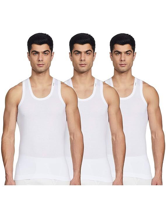 6 Pcs White Cotton Vests For Men.  (100% Cotton-All White). Sizes: M,L,XL,XXL.