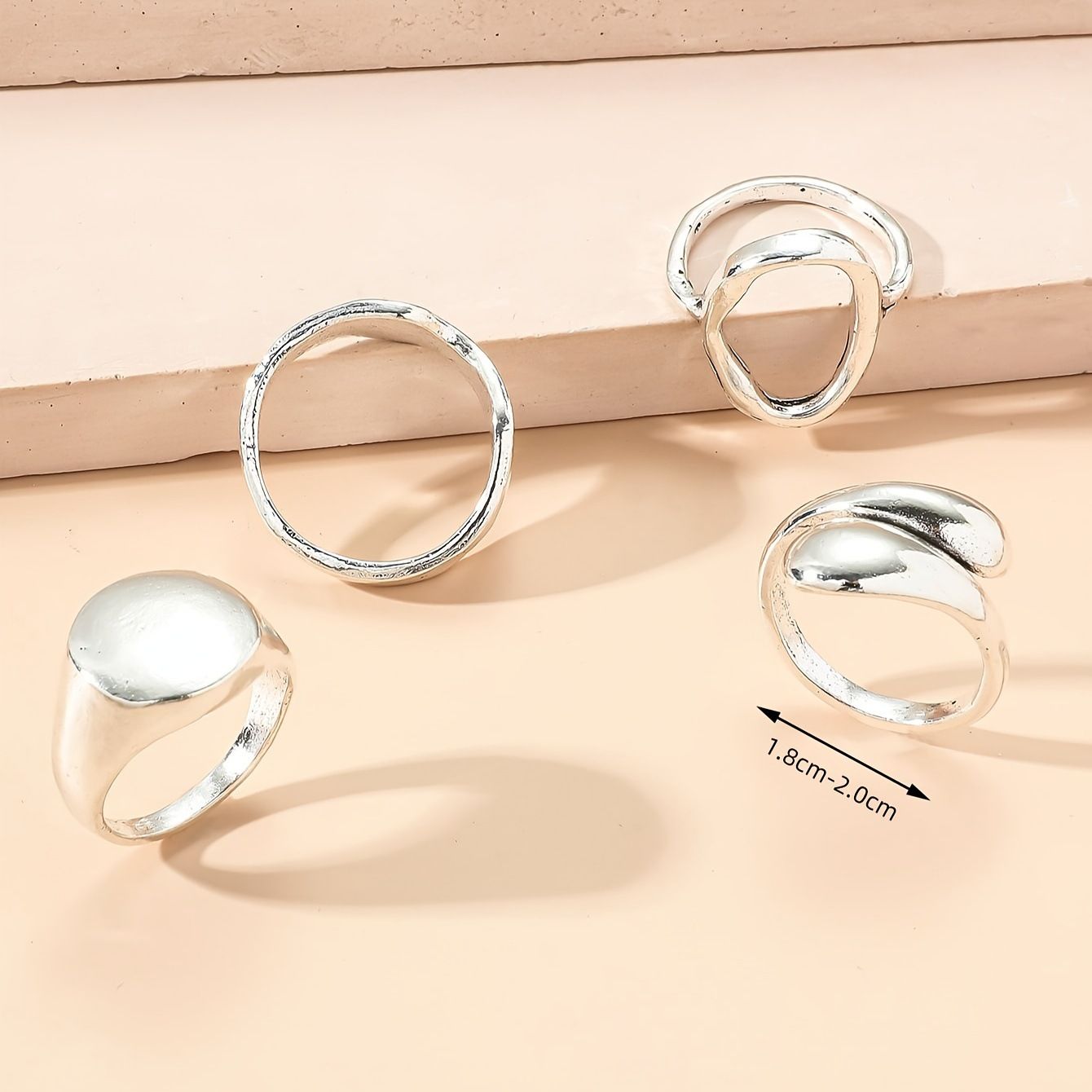 4Pcs/set Minimalist niche design cold and indifferent style ring for women, retro heavy-duty finger ring jewelry